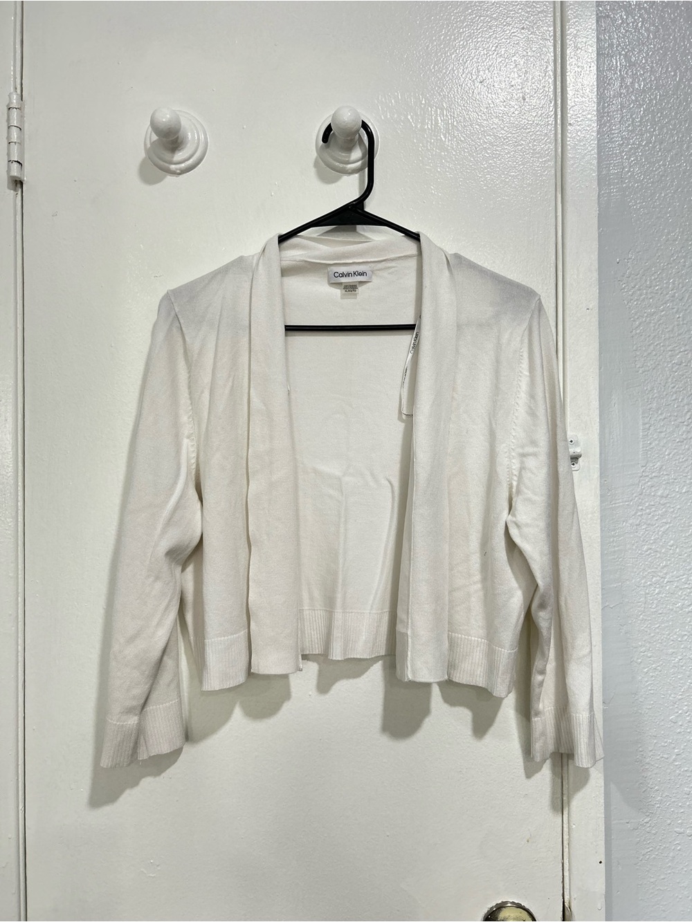 Calvin Klein Women's White Open-Front Cropped Cardigan